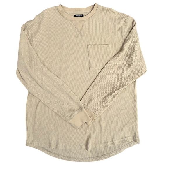 Forever 21 Men's Thermal Waffle-Knit Crew Neck L/Sleeve Shirt, Size M - Picture 4 of 7